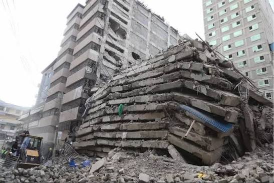 The collapsed multi-storey building along 9th Street in Eastleigh, Nairobi, following the October 23 incident.